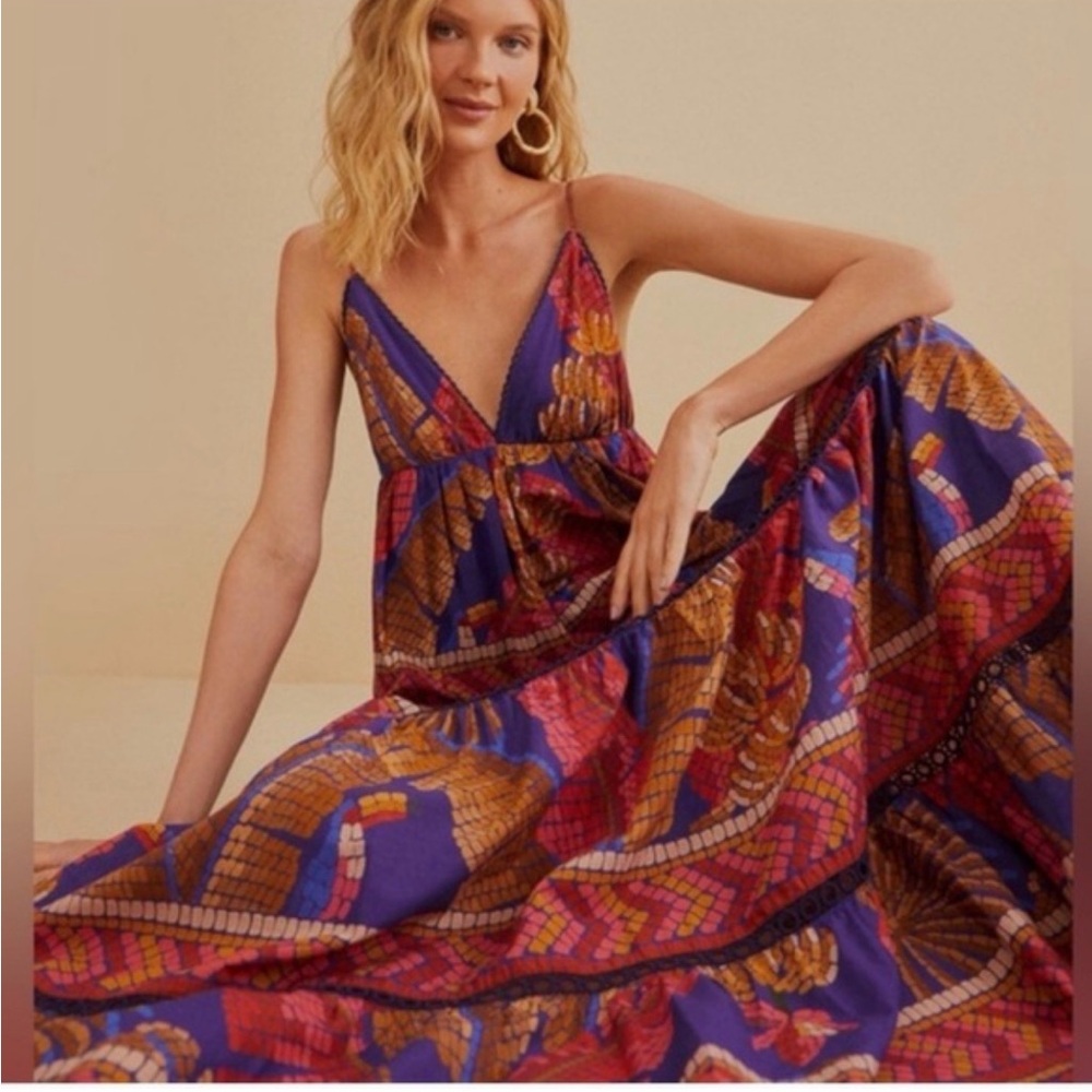 FARM Rio Forest Mosaic Sleeveless Maxi Dress NWT